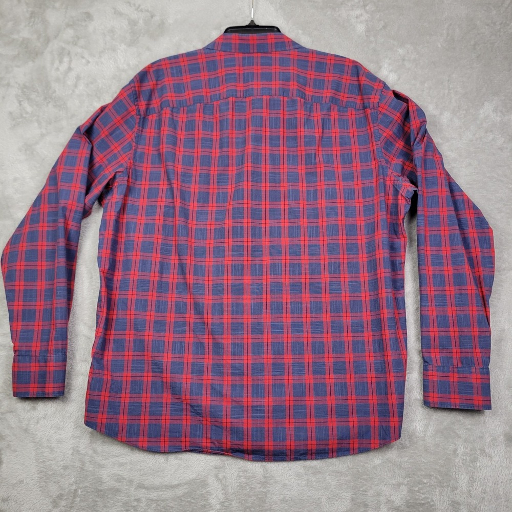 UNTUCKit Shirt Men's XXL Plaid Blue Red Collared Long Sleeve Button Front Shirt - Picture 3 of 7